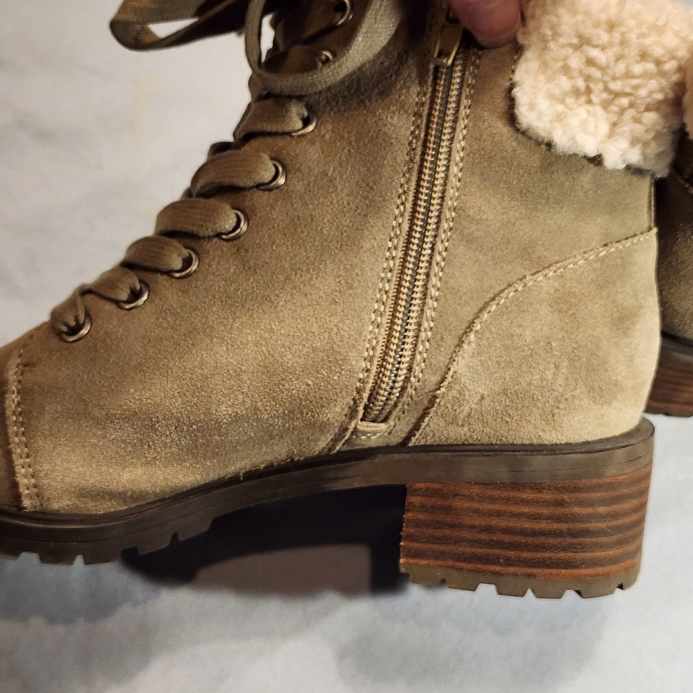 Lucky Brand Womens Jacenia Suede Boots Side Zip Shearling (greenish) Size 6.5 M - Picture 10 of 11